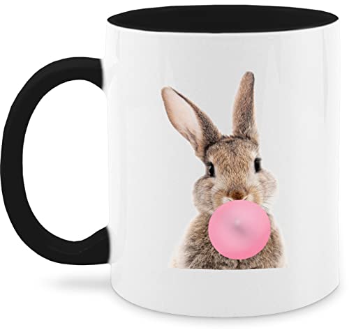 Tasse Tassen 325ml - Ostergeschenke - Hase - Kaugummi - 325 ml - Schwarz - ostern mit ostermotiv hasen oster kleinigkeit osterüberraschung ostermotiven besondere geschenk ostertassen, von Shirtracer