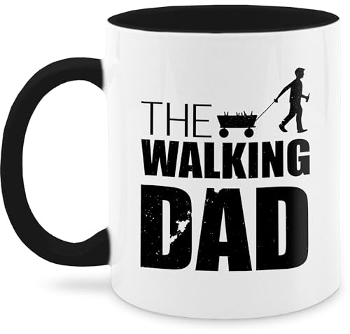 Tasse Tassen 325ml - Papa - The Walking Dad - Bollerwagen Bier - 325 ml - Schwarz - vater geschenk vatertag vatertagsgeschenk alkohol papi papas walkind daddy werdender daddys deddys dadys vaeter von Shirtracer