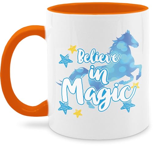 Tasse Tassen 325ml - Pferde - Believe in Magic - Pferd - 325 ml - Orange - reit pferden sprüche reiten pferdemotiv (pferd) pferdeliebhaber mit namen reiter und geschenk geschenke mädchen mode von Shirtracer
