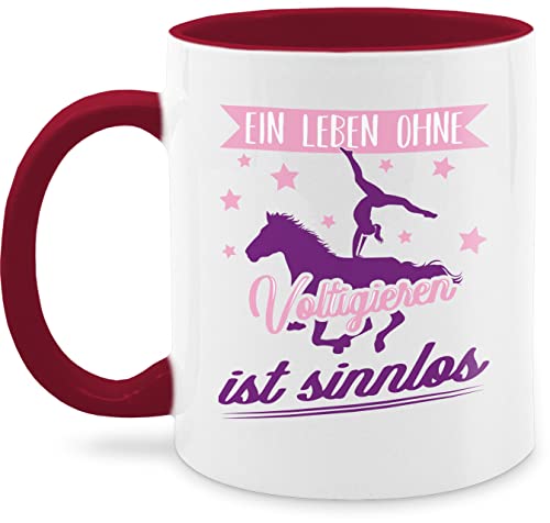 Tasse Tassen 325ml - Pferde - Ein Leben ohne Voltigieren ist sinnlos - 325 ml - Bordeauxrot - pferde+tasse mit pferd am namen pferdemotiv pferdebesitzer pferdefreunde reit pferdeliebhaber horse von Shirtracer