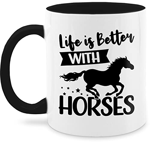 Tasse Tassen 325ml - Pferde - Life is better with horses - schwarz - 325 ml - Schwarz - namen pferd (pferd) pferden pferdemotiv pferdesprüche horse reit sprüche reiter geschenk mädchen geschenke von Shirtracer