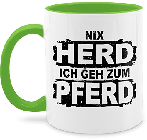 Tasse Tassen 325ml - Pferde - Nix Herd ich geh zum Pferd - schwarz - 325 ml - Hellgrün - reit sprüche reiten pferdeliebhaber pferdemotiv pferdefreunde geschenk reiter und mode geschenke mit von Shirtracer