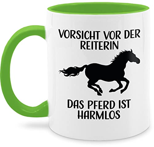 Tasse Tassen 325ml - Pferde - Vorsicht vor der Reiterin - Das Pferd ist Harmlos - 325 ml - Hellgrün - reit sprüche reiten (pferd) pferdeliebhaber pferdemotiv pferdesprüche pferdefreunde geschenk von Shirtracer