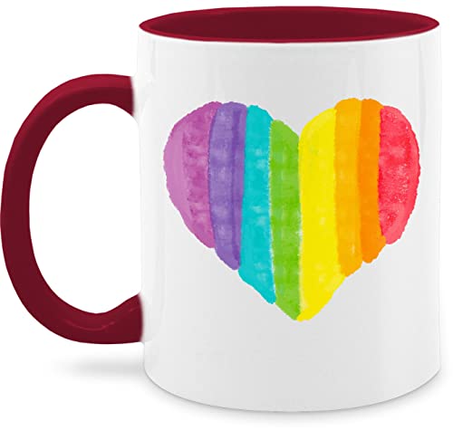 Tasse Tassen 325ml - Pride LGBTQ Flagge - Regenbogen Herz - 325 ml - Bordeauxrot - csd gay kaffeetasse lesbian nur noch eine pflanze lqbtq teetasse lgbt lgbtqia kleidung von Shirtracer