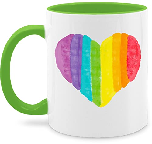 Tasse Tassen 325ml - Pride LGBTQ Flagge - Regenbogen Herz - 325 ml - Hellgrün - lgbt gay kaffeetasse lqbtq nur noch eine pflanze csd teetasse lesbian lgbtqia kleidung von Shirtracer