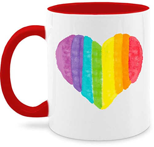 Tasse Tassen 325ml - Pride LGBTQ Flagge - Regenbogen Herz - 325 ml - Rot - lqbtq gay kaffeetasse lgbtqia nur noch eine pflanze csd teetasse lesbian lgbt kleidung von Shirtracer