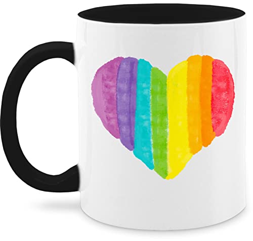 Tasse Tassen 325ml - Pride Tasse LGBTQ Flagge - Regenbogen Herz - 325 ml - Schwarz - gay teetasse lgbt nur noch eine pflanze csd kaffeetasse lesbian lqbtq lgbtqia kleidung - Q9061 von Shirtracer