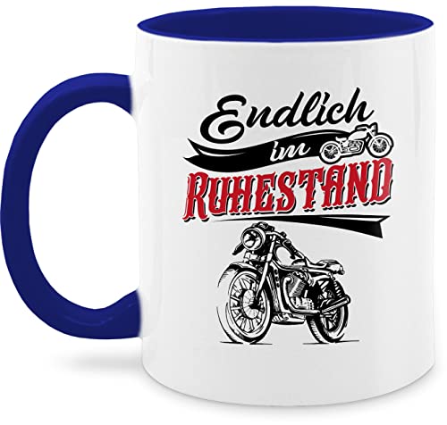 Tasse Tassen 325ml - Rente Geschenk Rentner - Endlich im Ruhestand - schwarz - 325 ml - Dunkelblau - pensionierung sprüche zum zur abschied spruch kollege lustig geschenk+für+die+rente fuer von Shirtracer