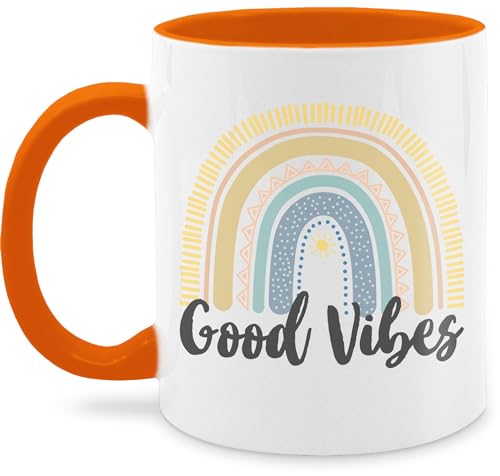 Tasse Tassen 325ml - Statement - Boho Regenbogen Good Vibes - 325 ml - Orange - sprüche kaffeetasse statements kaffetassen groß kakao von Shirtracer