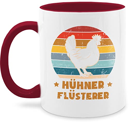 Tasse Tassen 325ml - Statement - Hühner Flüsterer Vintage - 325 ml - Bordeauxrot - sprüche kaffeetasse statements huhn nur noch eine pflanze kaffetassen teetasse cup kaffee haferl kaffeetassen von Shirtracer