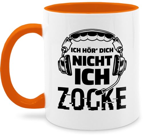 Tasse Tassen 325ml - Statement - Ich hör dich nicht ich zocke Headset Glitch schwarz - 325 ml - Orange - höre kaffetassen sprüche kaffeetasse kann hören statements gaming teetasse zock von Shirtracer