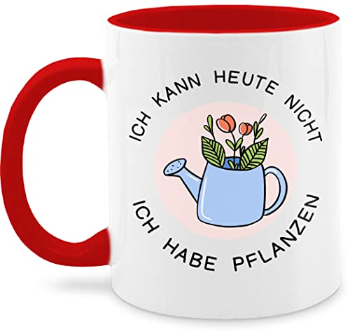 Tasse Tassen 325ml - Statement - Ich kann heute nicht ich habe Pflanzen - Gießkanne - schwarz - 325 ml - Rot - sprüche kaffeetasse statements kaffetassen teetasse von Shirtracer