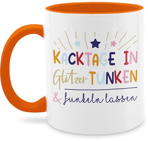 Tasse Tassen 325ml - Statement - Kacktage in Glitzer tunken und funkeln lassen | Geschenk für Kollegen | Geschenkidee Kolleginnen | Glitzer Spruch | Motivationsspruch - 325 ml - Orange von Shirtracer