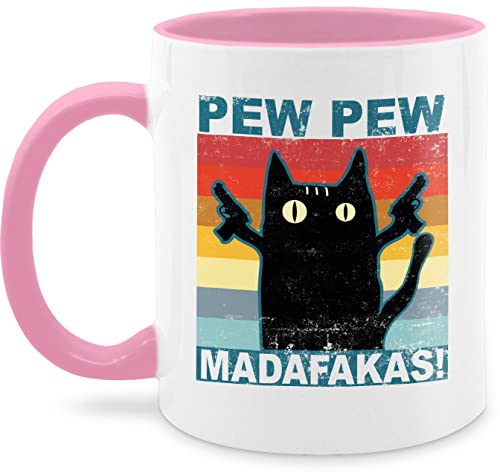 Tasse Tassen 325ml - Statement - Pew Pew Madafakas pewpewpew - 325 ml - Rosa - katzentassen kaffetassen sprüche statements cat kaffeetasse katzenteetasse statement-tasse frohes neues jahr cats von Shirtracer