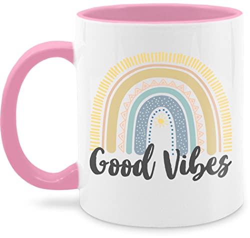 Tasse Tassen 325ml - Statement - Boho Regenbogen Good Vibes - 325 ml - Rosa - sprüche kaffeetasse statements kaffetassen kakao groß von Shirtracer