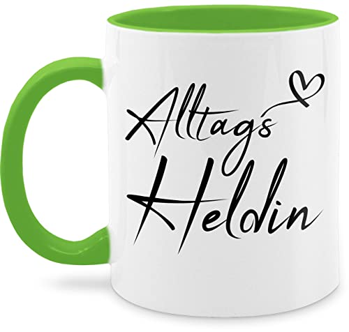 Tasse Tassen 325ml - Statement Sprüche - Alltagsheldin - 325 ml - Hellgrün - kaffeetasse mit spruch sprueche kaffee lustige schönem spruchtasse spruechen heldin teetasse spruchtassen sprüche, von Shirtracer