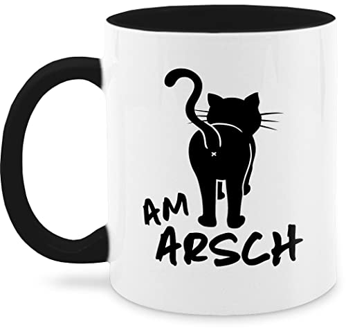 Tasse Tassen 325ml - Statement Sprüche - Am Arsch - 325 ml - Schwarz - kaffeetasse mit spruch sprueche nur noch eine pflanze spruchtasse sprüche, kaffee schönem spruechen lustige sprüchen von Shirtracer