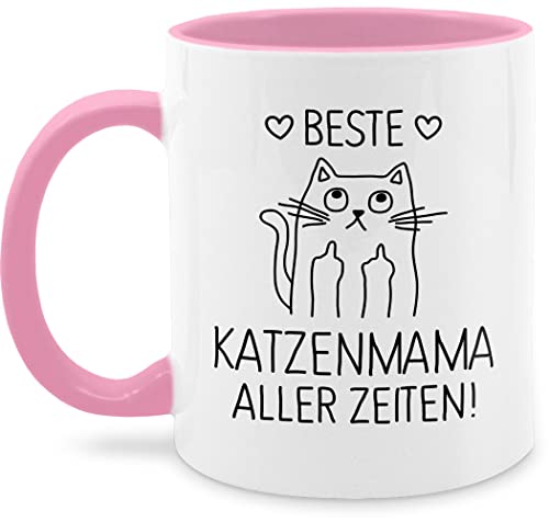 Tasse Tassen 325ml - Statement Sprüche - Beste Katzenmama aller Zeiten schwarz - 325 ml - Rosa - spruch kaffeetasse mit schönem sprueche sprüchen lustige spruchtasse spruechen kaffeetassen von Shirtracer