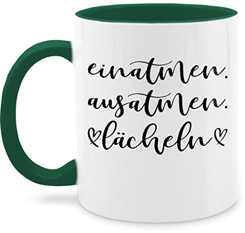 Tasse Tassen 325ml - Statement Sprüche - Einatmen Ausatmen Lächeln - 325 ml - Petrolgrün - ausatmen, kaffeetasse spruch mit ...lächeln kaffetassen lustige laecheln kaffeetassen schönem von Shirtracer