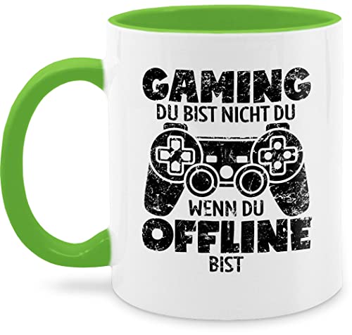 Tasse Tassen 325ml - Statement Sprüche - Gaming! Du bist nicht du, wenn du offline bist schwarz - 325 ml - Hellgrün - kaffeetasse mit spruch spruechen gaming kaffee lustige sprüche, sprüchen von Shirtracer