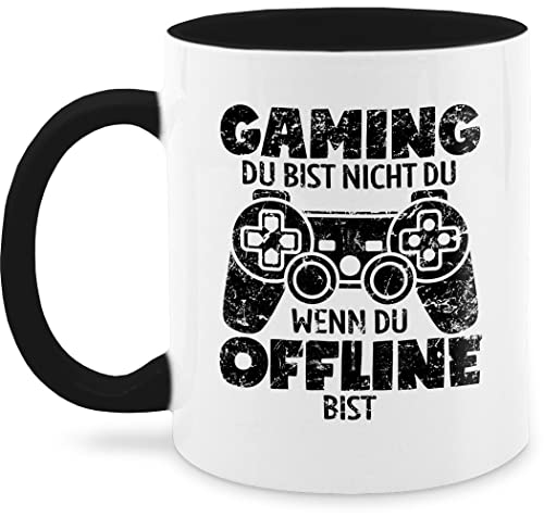 Tasse Tassen 325ml - Statement Sprüche - Gaming! Du bist nicht du, wenn du offline bist schwarz - 325 ml - Schwarz - kaffeetassen kaffeetasse mit spruch sprueche gaming kaffee lustige sprüche, von Shirtracer