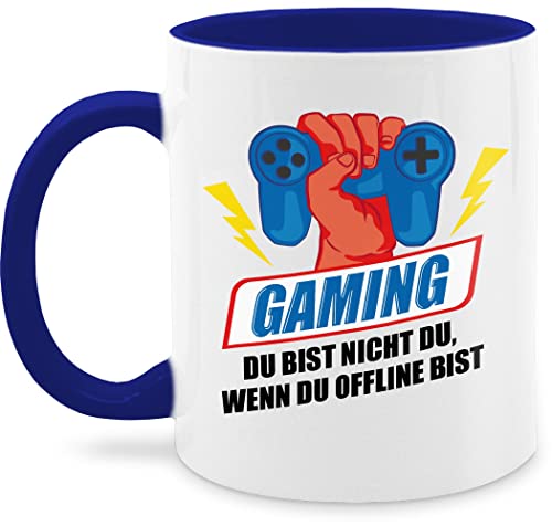 Tasse Tassen 325ml - Statement Sprüche - Gaming Du bist nicht du wenn du offline bist - 325 ml - Dunkelblau - mit spruch kaffeetasse kaffee lustige sprüchen spruchtasse sprueche spruchtassen von Shirtracer