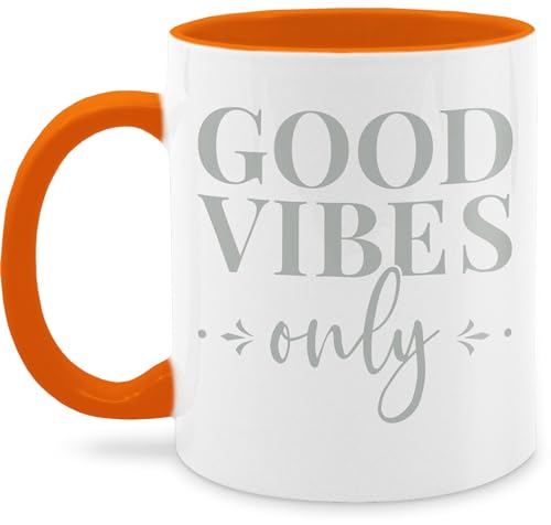 Tasse Tassen 325ml - Statement Sprüche - Good Vibes only Lettering - 325 ml - Orange - kaffeetassen mit spruch kaffeetasse kaffee auf bösen lustige schönem teetasse deutschen sprüchen spruechen von Shirtracer