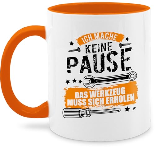 Tasse Tassen 325ml - Statement Sprüche - Ich mache keine Pause das Werkzeug muss sich erholen - Geschenk Handwerker Werkstatt Spruch Lustig Schrauber Techniker Bauarbeiter - 325 ml - Orange - auf von Shirtracer