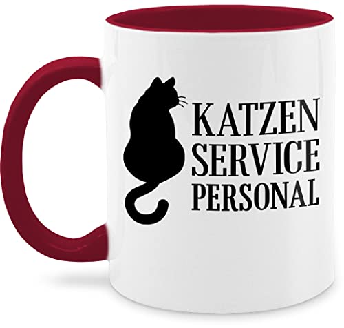 Tasse Tassen 325ml - Statement Sprüche - Katzen Servicepersonal schwarz - 325 ml - Bordeauxrot - nur noch eine pflanze spruchtassen sprüche, schokotasse kaffeetasse mit spruch sprueche kaffetassen von Shirtracer