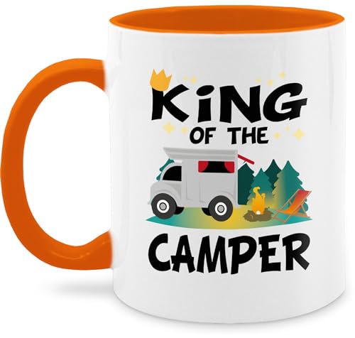 Tasse Tassen 325ml - Statement Sprüche - King of the Camper - schwarz - 325 ml - Orange - spruchtasse sarkasmus camping kaffeetasse spruchtassen spruch wohnmobil kaffee lustige spruechen von Shirtracer