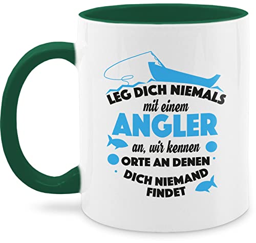 Tasse Tassen 325ml - Statement Sprüche - Leg dich niemals mit Angler an - 325 ml - Petrolgrün - kaffee sprueche spruch kaffeetasse lustige schönem für spruchtassen sprüche, spruchtasse von Shirtracer