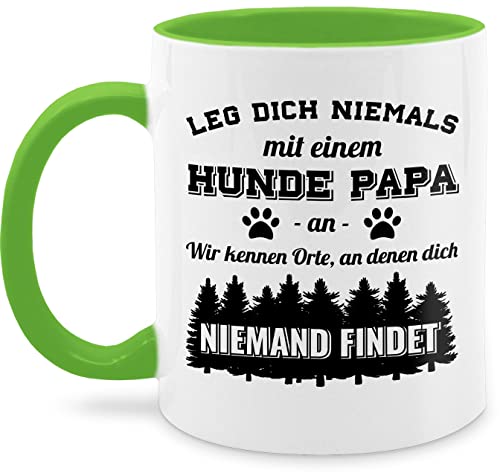 Tasse Tassen 325ml - Statement Sprüche - Leg dich niemals mit einem Hunde Papa an - Schwarz - 325 ml - Hellgrün - teetasse lustige spruechen hund herrchen kaffee sprüchen sprüche, gassi von Shirtracer