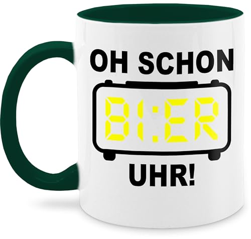 Tasse Tassen 325ml - Statement Sprüche - Oh schon Bier Uhr! Schwarz - 325 ml - Dunkelgrün - spruchtasse sarkasmus uhr kaffeetasse spruchtassen spruch teetasse kaffeetassen mit sprüchen spruechen von Shirtracer