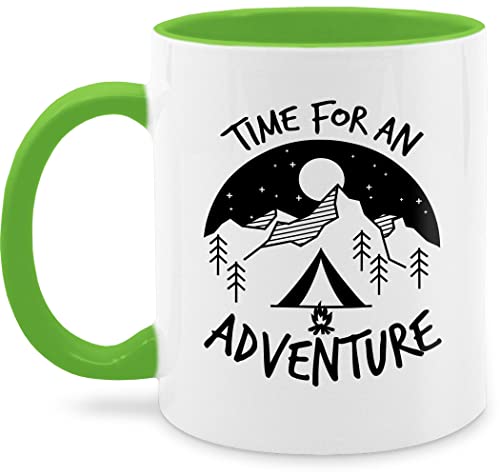 Tasse Tassen 325ml - Statement - Time for an adventure - schwarz - 325 ml - Hellgrün - sprüche kaffeetasse statements kaffetassen von Shirtracer