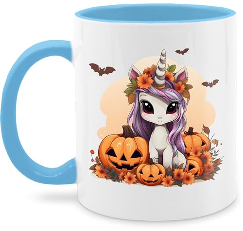 Tasse Tassen 325ml - Süßes Einhorn Halloween Unicorn Kürbis - 325 ml - Hellblau - hellowee haloween outfits gruselig helloween gruselige gruseliges happy von Shirtracer