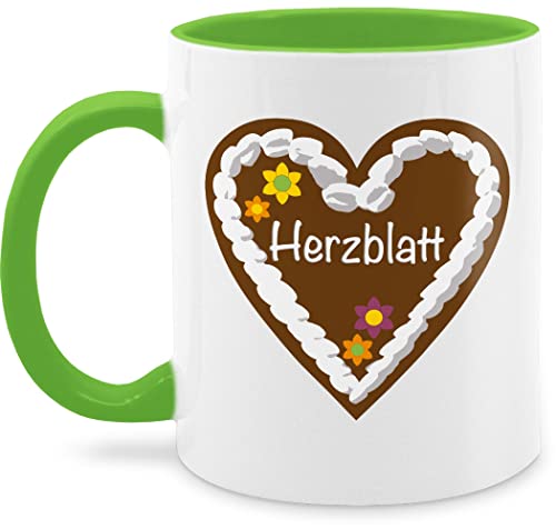 Tasse Tassen 325ml - Valentinstag & - Lebkuchenherz Herzblatt - Geschenk Freund Freundin Partner Partnerin Paar Pärchen Geschenkidee - 325 ml - Hellgrün - teetassen für verliebte von Shirtracer