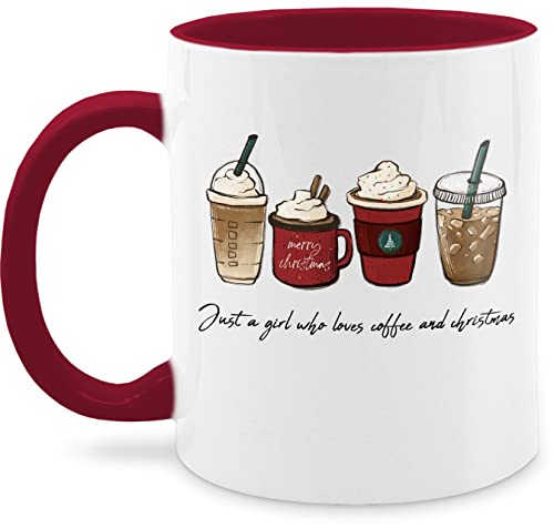 Tasse Tassen 325ml - Weihnachtstasse Weihnachten - Christmas Coffee - Just a Girl who loves Coffee - 325 ml - Bordeauxrot - weihnachtsbecher xmas mug wichteltassen weihnachtlich mugs von Shirtracer