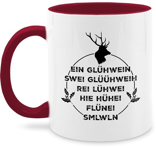 Tasse Tassen 325ml - Weihnachtstasse Weihnachten - Ein Glühwein swei Glühwein - 325 ml - Bordeauxrot - christmas mug weihnachtlich weihnachtsbecher weihnachtsmotive wichteltassen swiateczne kinder von Shirtracer