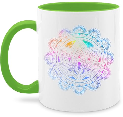 Tasse Tassen 325ml - Yoga - Lotusblume Lotus Meditation Entspannung Spirituelle Mandala Pilates - 325 ml - Hellgrün - yoga+tasse joga geschenke fans für alles von Shirtracer