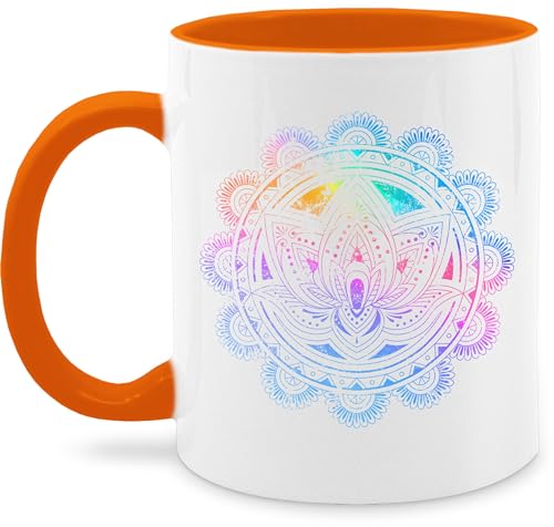 Tasse Tassen 325ml - Yoga - Lotusblume Lotus Meditation Entspannung Spirituelle Mandala Pilates - 325 ml - Orange - yoga+tasse joga fans für geschenke alles von Shirtracer