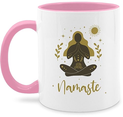 Tasse Tassen 325ml - Namaste Chakra Mandala Yoga - 325 ml - Rosa - yoga+tasse joga meditation für geschenke fans von Shirtracer
