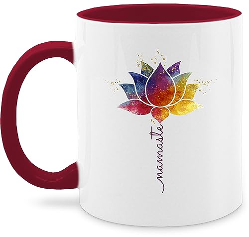 Tasse Tassen 325ml - Namaste Lotusblüte Yoga Mandala Spirit Wellness Meditation - 325 ml - Bordeauxrot - yoga+tasse joga für alles fans geschenke von Shirtracer