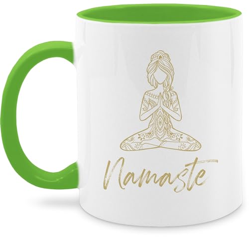 Tasse Tassen 325ml - Namaste Yoga Meditation Mandala - 325 ml - Hellgrün - yoga+tasse joga geschenke alles für fans von Shirtracer