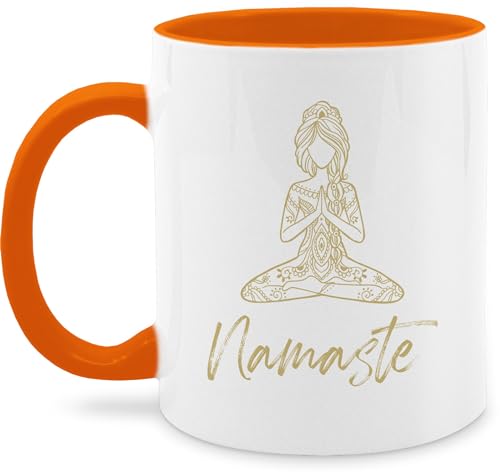 Tasse Tassen 325ml - Namaste Yoga Meditation Mandala - 325 ml - Orange - yoga+tasse joga geschenke alles für fans von Shirtracer