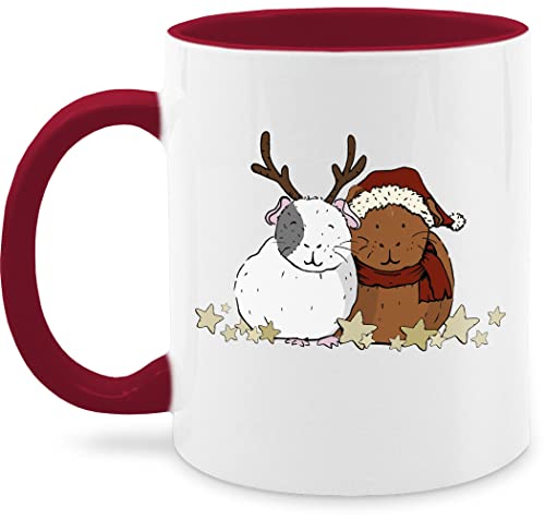 Tasse Tassen 325ml - Weihnachtstasse Weihnachten - Weihnachtliche Meerschweinchen - 325 ml - Bordeauxrot - weihnachts guinea pig mug weihnachtstassen wichteltassen weihnachtsmotiv meerschwein von Shirtracer