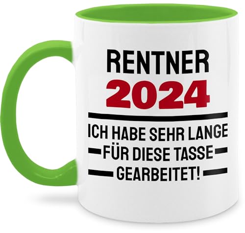 Tassen 325ml - Rente Geschenk - Rentner 2024 - Ich habe sehr lange für diese Tasse gearbeitet - 325 ml - Hellgrün - kaffeetasse gedenktassen in gehen ruhestand nur noch eine pflanze gehe pension von Shirtracer