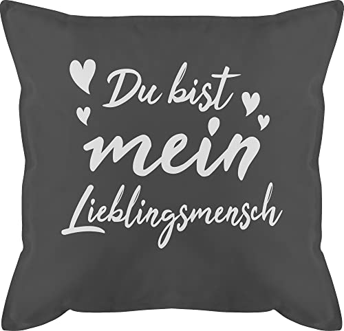 Kissen 50x50 - Valentinstag Partner Ideen - Du bist mein Lieblingsmensch - Herzmensch Herzens Mensch Geschenk Beste Freundin Geschenke Frauen Männer Kleine - 50 x 50 cm - Grau - jahrestag fuer ihn von Shirtracer