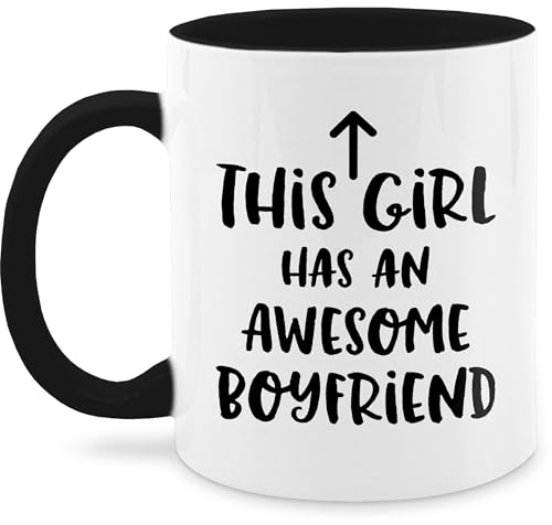 Tasse Tassen 325ml - Valentinstag Partner Freund & Freundin - This Girl has an awesome Boyfriend - 325 ml - Schwarz - girlfriend mugs valentinstagstassen valentinstagsgeschenke geschenk teetasse von Shirtracer