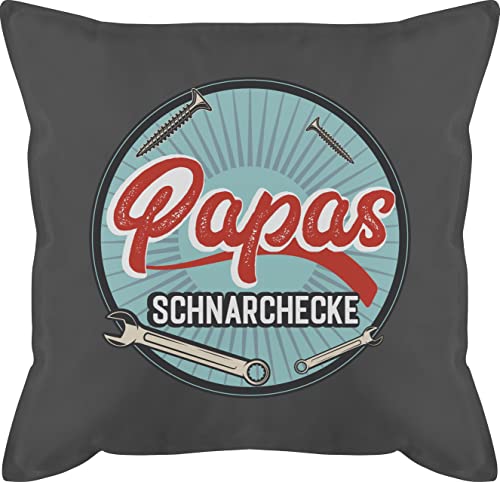 Kissen 50x50 - Geschenk zum Vatertag - Papas Schnarchecke - Vintage blau - 50 x 50 cm - Grau - schnarch lustig Papa Vatertagsgeschenk Papas+schnarchecke mit füllung für herrentagsgeschenk von Shirtracer