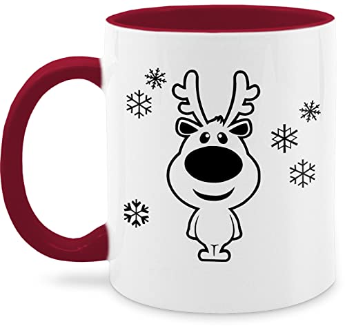 Tasse Tassen 325ml - Weihnachtstasse Weihnachten - Rentier Schneeflocken schwarz - 325 ml - Bordeauxrot - weihnachtliches schneeflocke mug weihnachtsbecher chrismas nur noch eine pflanze von Shirtracer